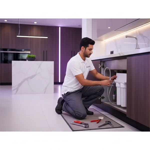 Installing or replacing a kitchen water filter service