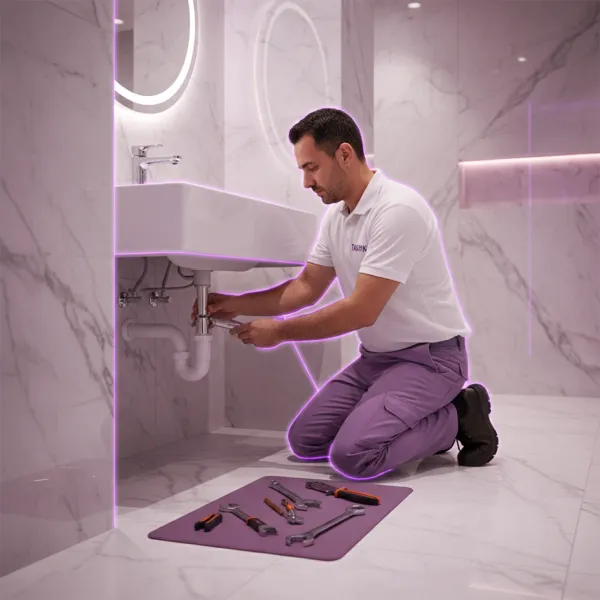Bathroom sink installation with mixer service
