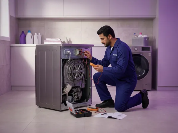 Tashyik technician doing Detecting and diagnosing faults in a regular washing machine — an honest report
