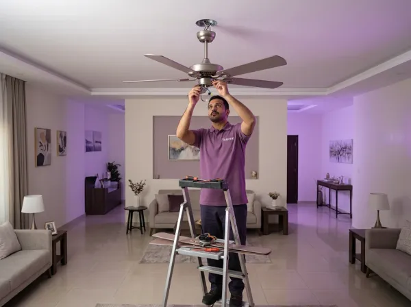 Ceiling fan installation — mounting, connecting, and balancing service